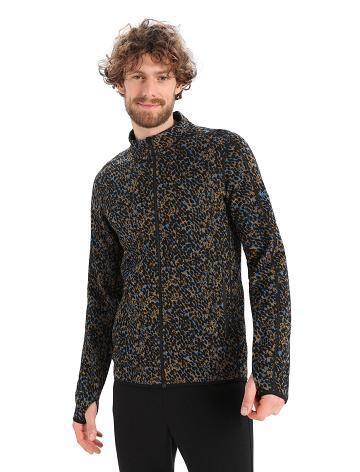 Icebreaker Merino Elemental Long Sleeve Zip Lichen Miesten Huppari Mustat | FI 1246KORI